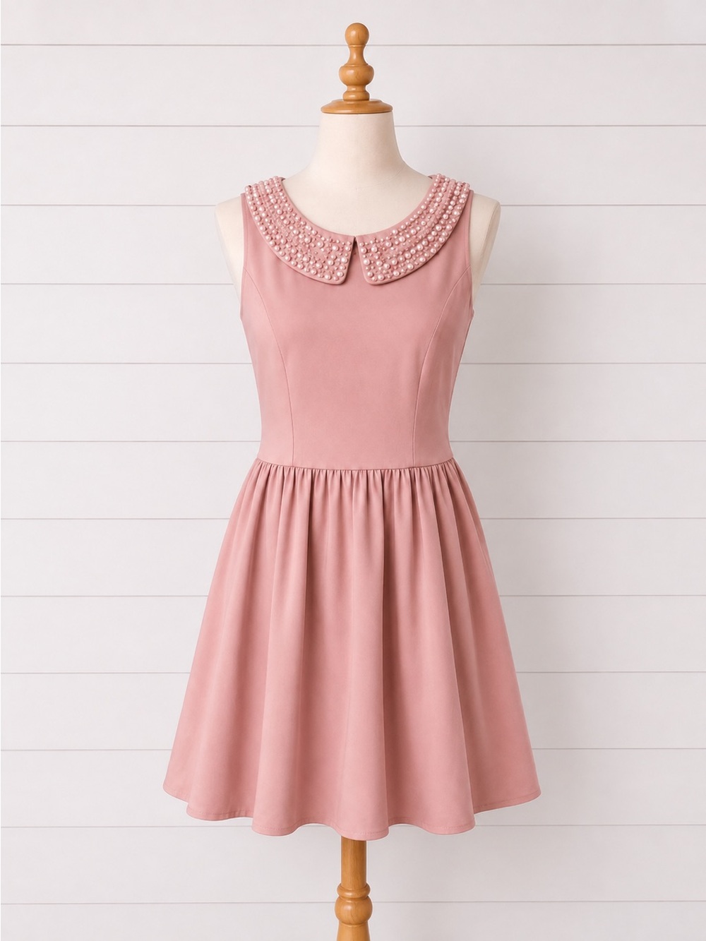 Kensie Pink Beaded Peter Pan Collar Dress Size 10 Preppy Chic